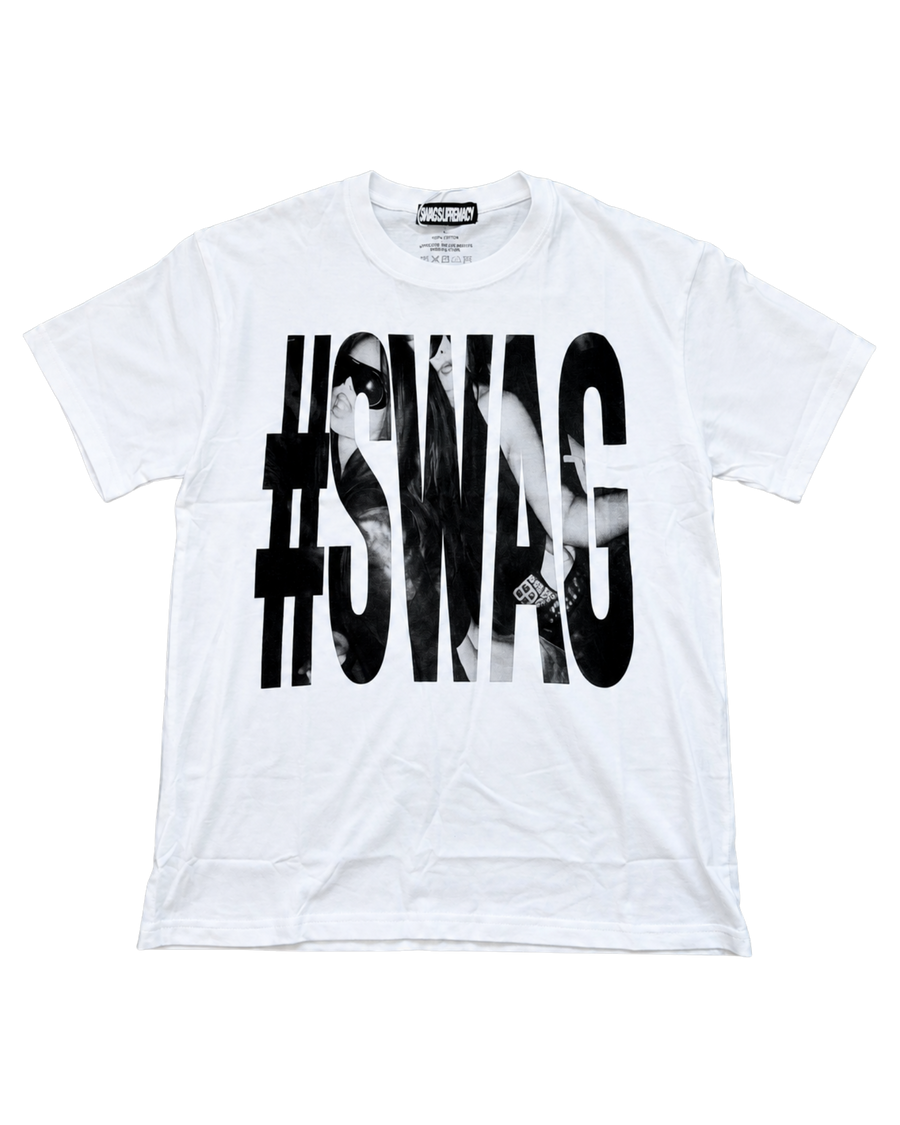 BLACKOUT* Swag Tee – #SWAG print on a white tee